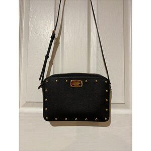 Michael Kors Black Saffiano Leather Studded Crossbody